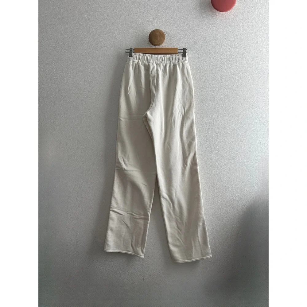 Alo Yoga White Wide Leg Snap Side Sweatpants Fleece Lounge Pants Size Small